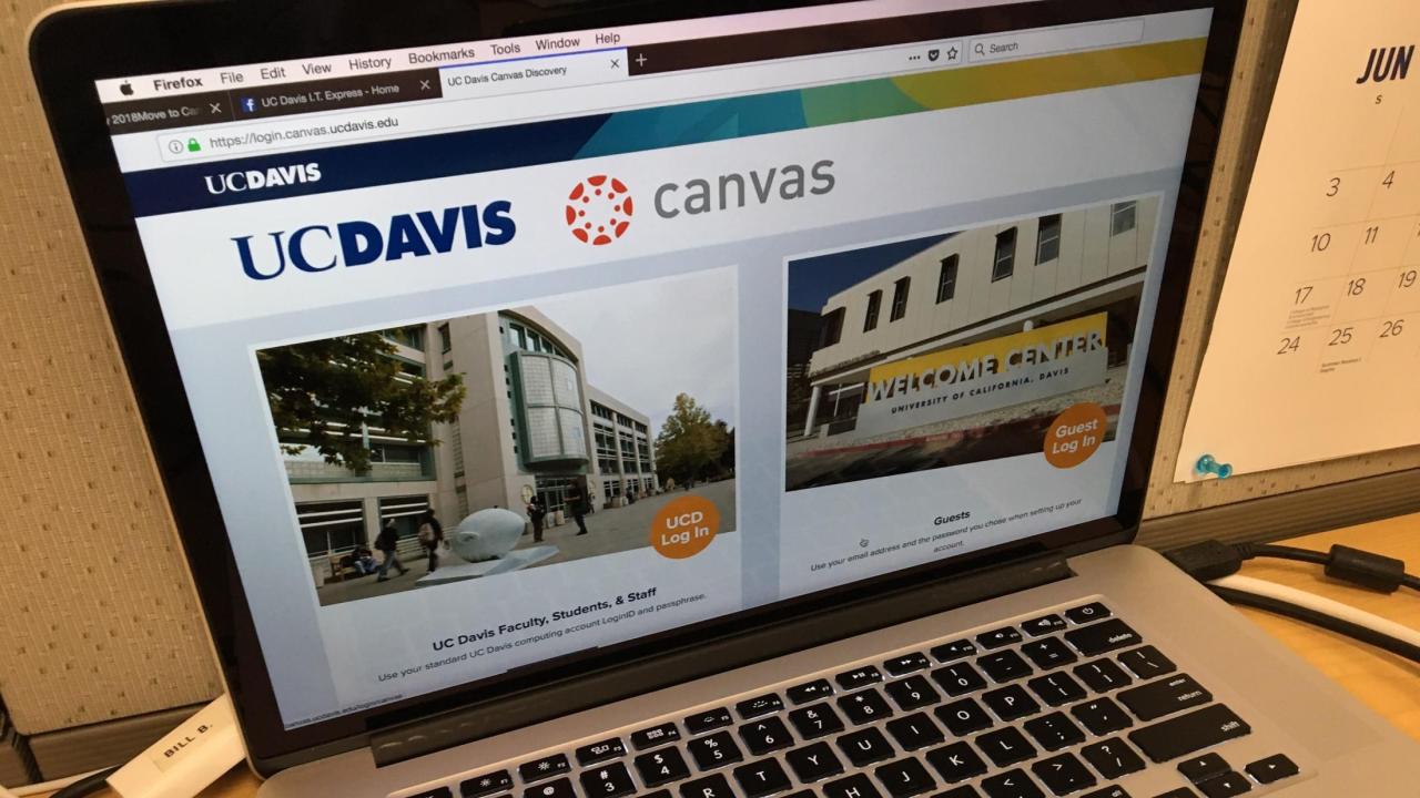 UC Davis Canvas login page