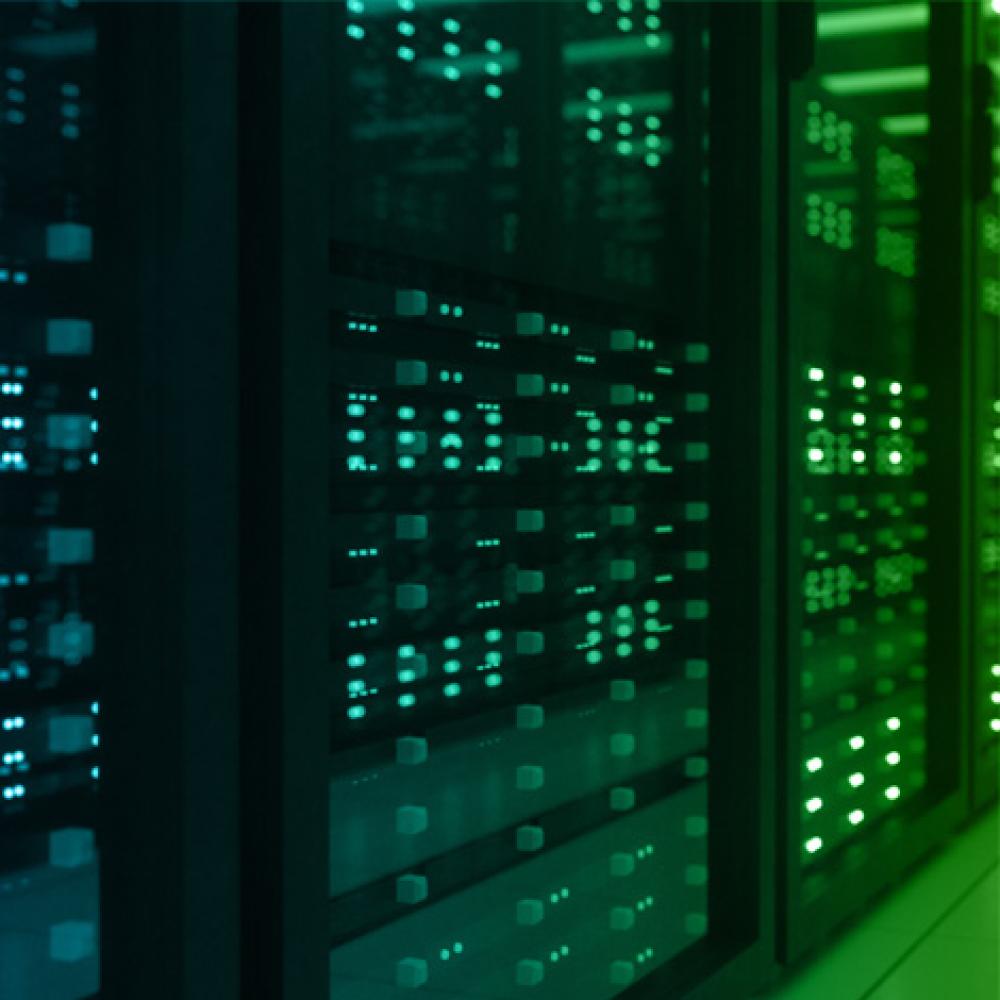 Banks of rack mounted network equipment