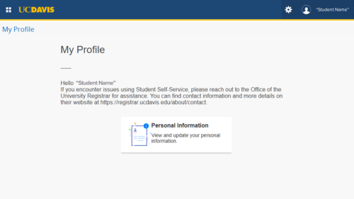 New Student Self-Service portal