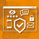 cybersecurity icons on an illustrated web browser